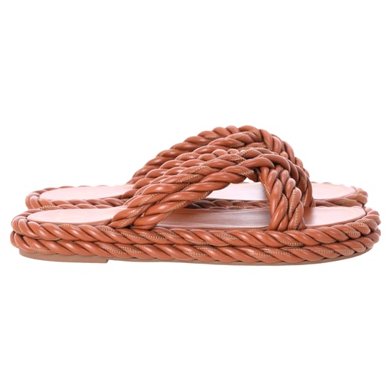 Valentino Die Schnürung Gedrehte Riemensandalen aus braunem Leder - Image 1