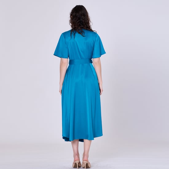 Multi pleats satin gown