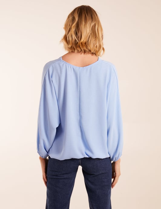V Neck Puff Sleeve Blouse