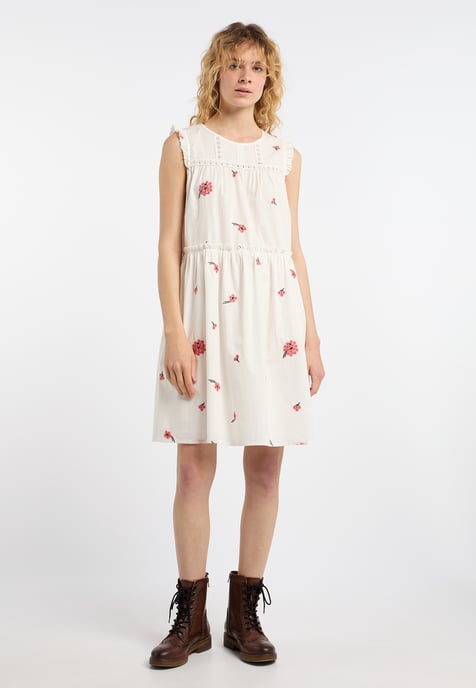 Dreimaster Midikleid Damen Wollweiss Koralle - Image 2
