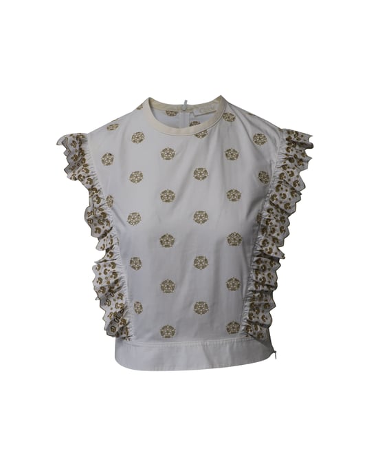 Chloe Broderie Anglaise Crop-Top aus weißer Baumwolle - Image 1