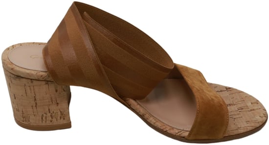 Gianvito Rossi Women's Stretch Strap Cork Sandal Ankle-High Leather Heel