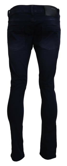 Acht Herren Blaue Baumwoll Tapered Slim Fit Freizeit-Denim-Jeans - Image 3