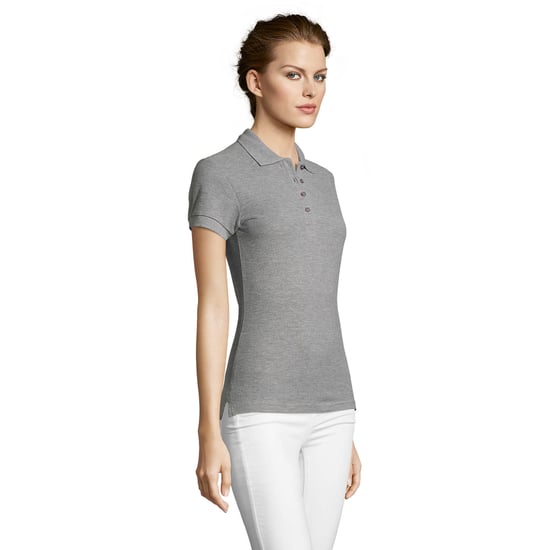 SOLS Womens/Ladies People Pique Kurzarm-Poloshirt aus Baumwolle (Grau meliert) - Image 6
