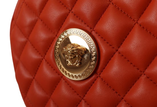 Versace Damen Rote Nappa-Leder Medusa Runde Umhängetasche - Image 5