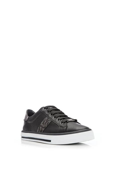 'Alberry' Black Snake Leather Trainers