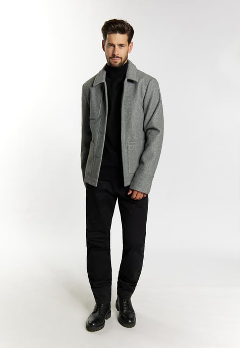 Dreimaster Übergangsjacke in Wolloptik Herren grau melange - Image 2