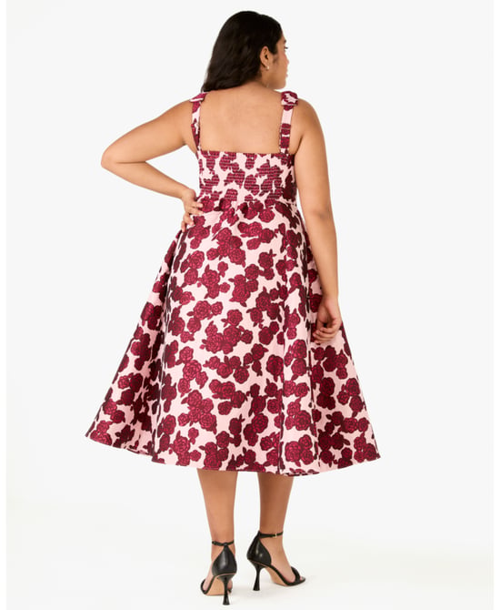 Rosy Florets Brocade Dress