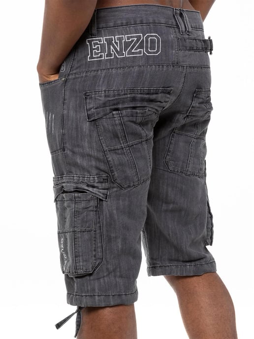 Enzo Herren Cargo Combat Denim Shorts - Image 4