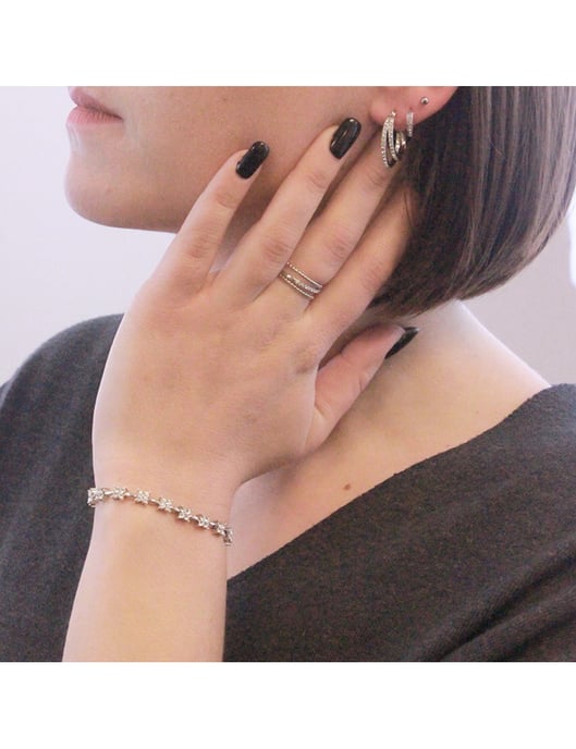 Duo-Ring-Ohrringe - Silber und Kristall - Image 6
