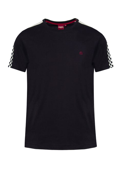 Hillgate Ska Print T-Shirt With Short Sleeves And Round Neck Collar In Dark Navy