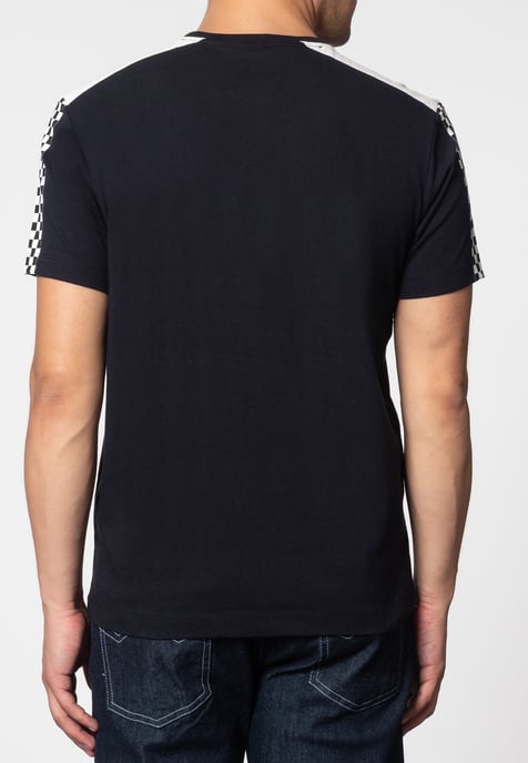 Hillgate Ska Print T-Shirt With Short Sleeves And Round Neck Collar In Dark Navy