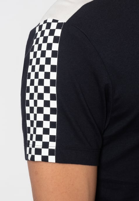 Hillgate Ska Print T-Shirt With Short Sleeves And Round Neck Collar In Dark Navy