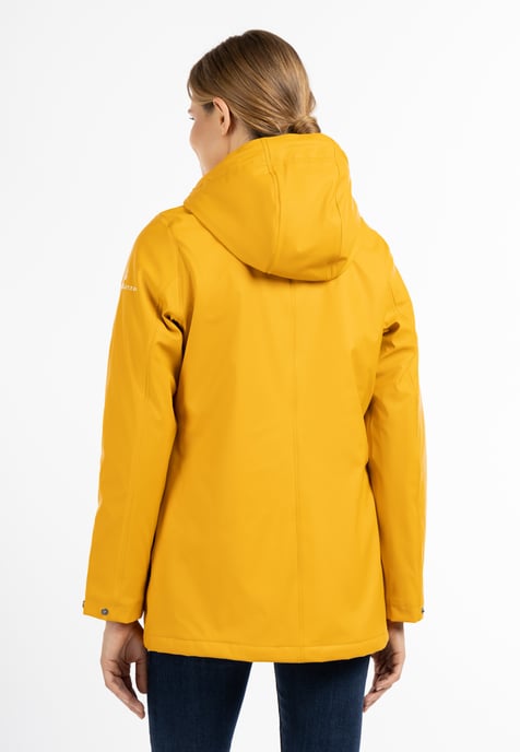 Dreimaster Regenjacke mit Webpelzfutter Damen Senf - Image 4