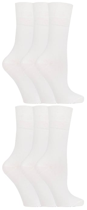 Gentle Grip - 6 Paar Damen-Diabetiker-Socken mit Honigkamm-Oberteil und handgekettelten Zehennähten - Weiß - Image 1