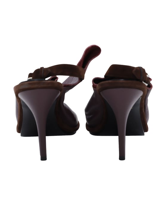 Balenciaga Offene Zehen Slingback-Mules aus bordeauxrotem Leder - Image 5