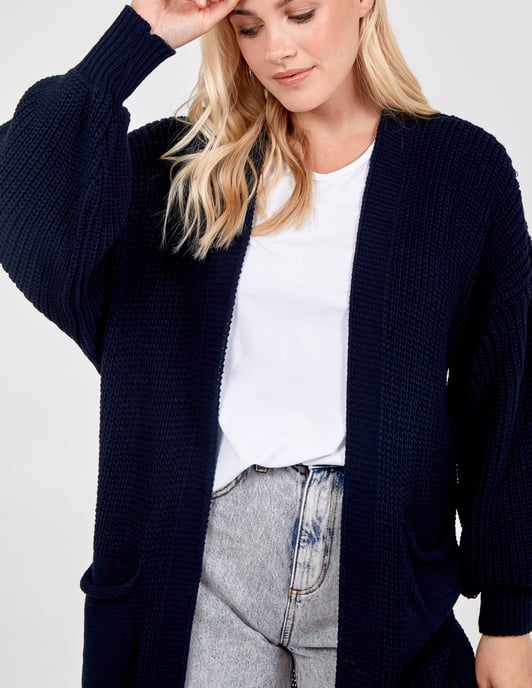 Cardigan à double poche en ligne longue - Image 3