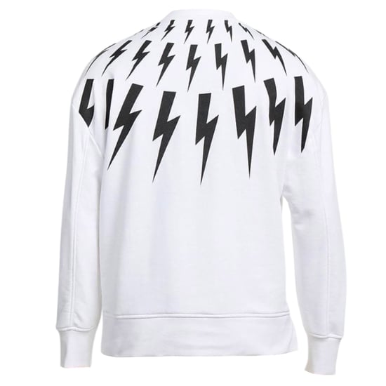 Neil Barrett Fair Isle Thunderbolt Sweatshirt in Übergröße Weiß - Image 2