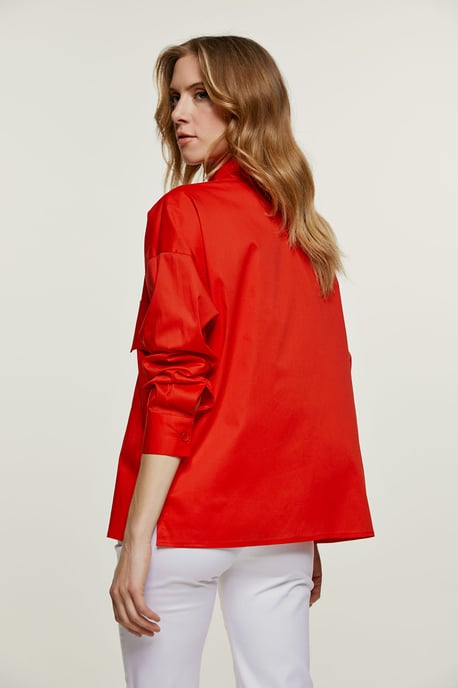 Red Poplin Style Shirt