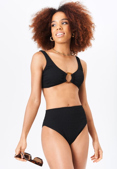 Strukturiertes Bikini-Unterteil mit hoher Taille - Image 3