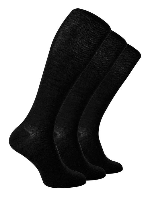 Steven - 3 Paar Multipack Herren Kniestrümpfe aus Merinowolle - Schwarz - Image 1
