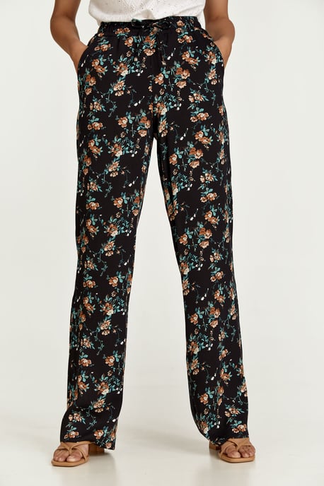 Schwarze geblümte Hose mit weitem Bein - Image 6