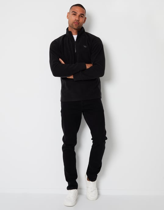 Black 'Trance' Contrast Side Panel Quarter Zip Fleece