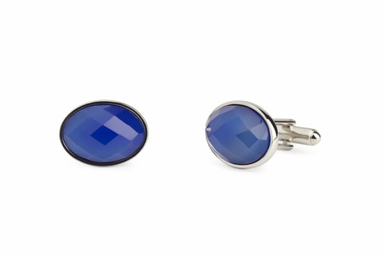 Blue Agate Facetted Oval Cufflinks