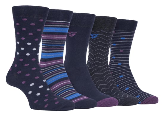 Farah - 5er-Pack Herren dünne atmungsaktive klassische Polka Dot gemusterte weiche Top Baumwolle Kleid Socken - FCS273NVYPUR (Polka Dot) - Image 1