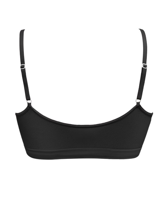Seamfree Eco-Wear Rib Button Bra - Black