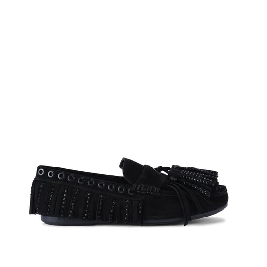 Kurt Geiger London Suede Tassel Fringe Moccasin Loafers
