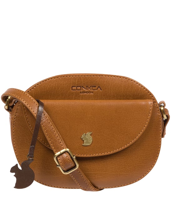 Una' Dark Tan Leather Cross Body Bag