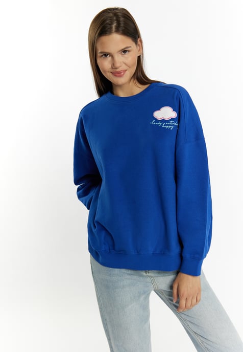 Mymo Sweatshirt mit Rundhalsausschnitt Damen royalblau - Image 3
