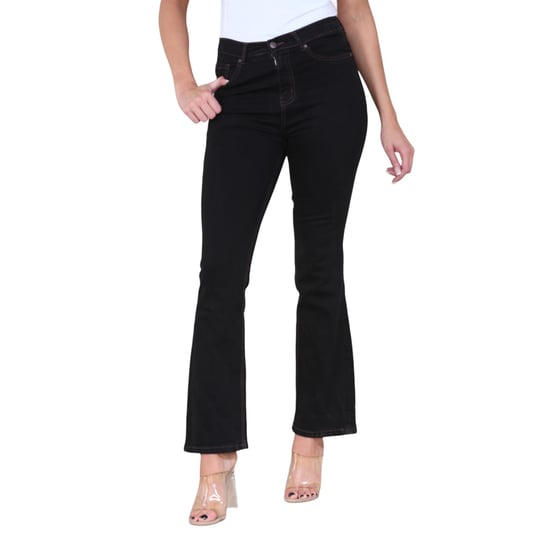 Magic Shaping High Waisted Slim Flare Leg Jeans für Damen in Schwarz - Image 1