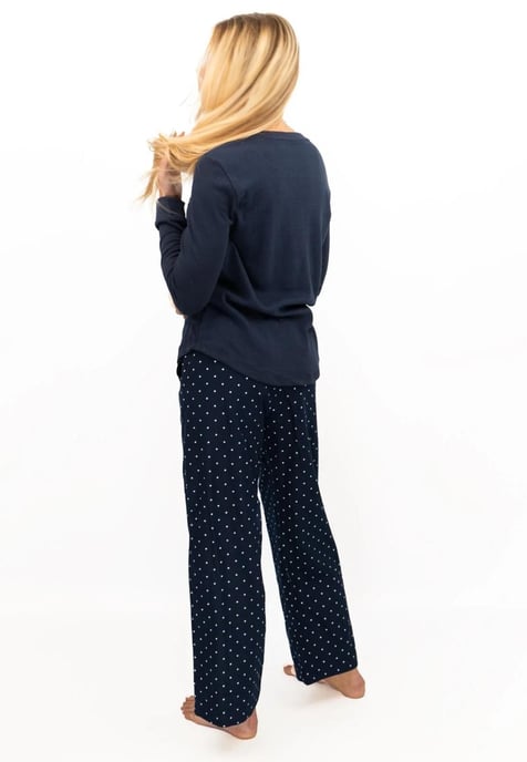 GAP Damen Pyjama Flanell Schlaf Set in Navy Polka Dot - Image 2