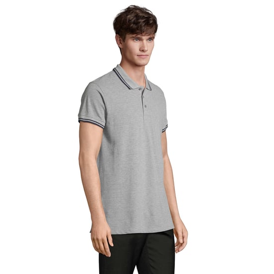 SOLS - "Pasadena" Poloshirt für Herren (Grau meliert/Marineblau) - Image 3
