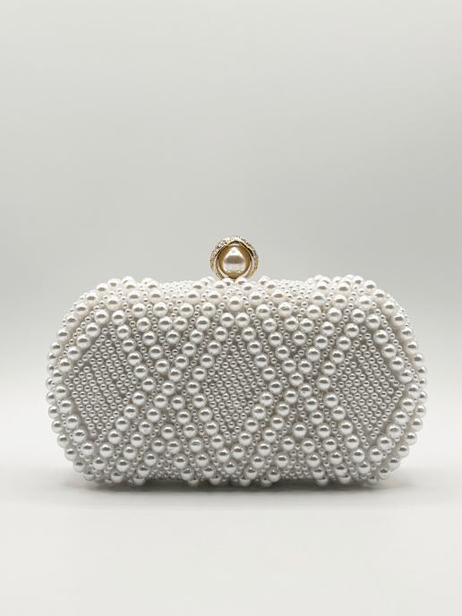 White beaded clutch bag
