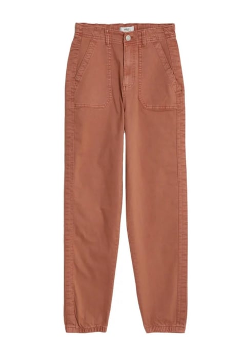 M&S Collection Damen Baumwollmischung Slim Fit Knöchel Grazer Jogger Ziegelrot - Image 3