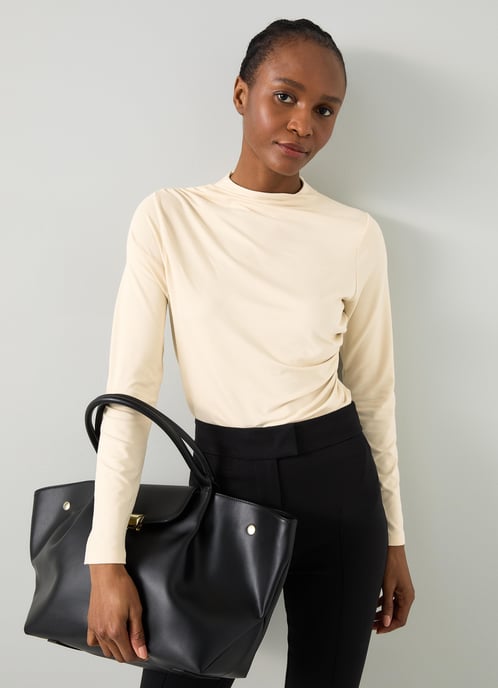 LK Bennett Mae Jersey Tops, Ecru