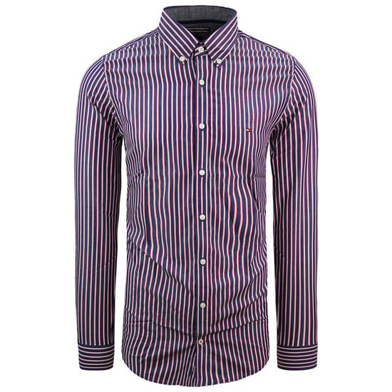 Tommy Hilfiger Slim Fit Oxford Shirt Gestreiftes Marineblau Herren Top - Image 1