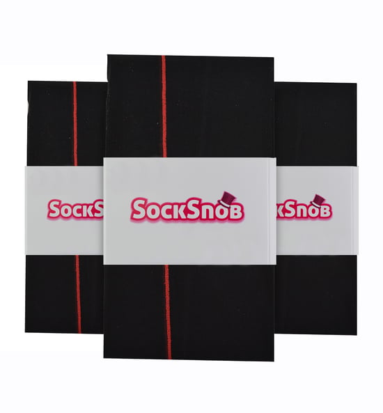 Sock Snob Damen Vintage Nahtstrumpfhose | 3 Paar Multipack | 40 Denier kniehohe, ultraglänzende Strumpfhose mit gerader Rückseite, Schwarz/Rot - Image 2