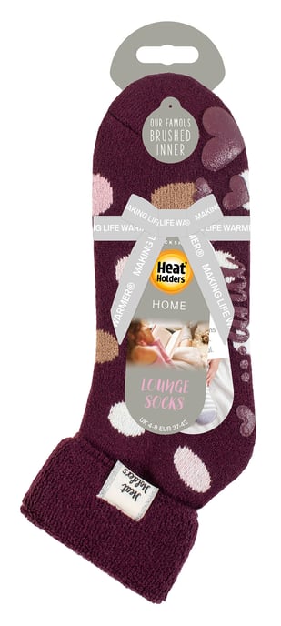 Damen Kuschelsocken mit Umschlagbündchen | Wärmehalter | Warme flauschige Lounge-Socken für den Winter - Cabernet Dots - Image 2
