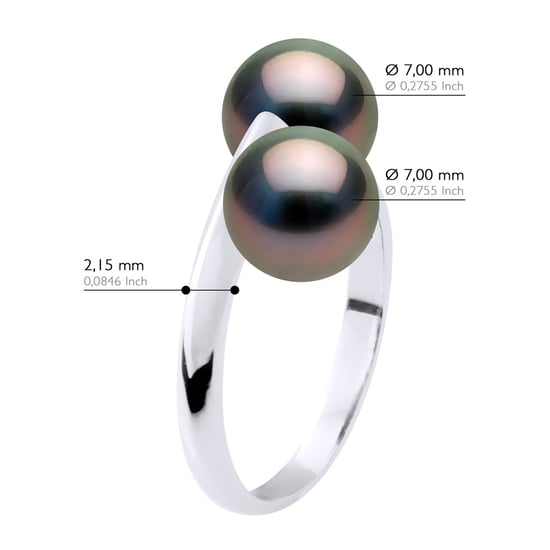 Ring You & Me – 2 echte Tahiti-Zuchtperlen rund 8–9 mm - Image 2