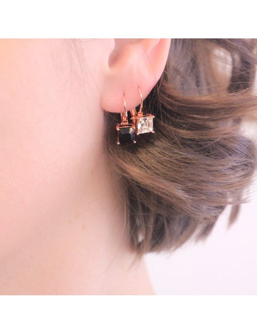 Quadratische Ohrringe - Rose Gold und Kristall - Image 6