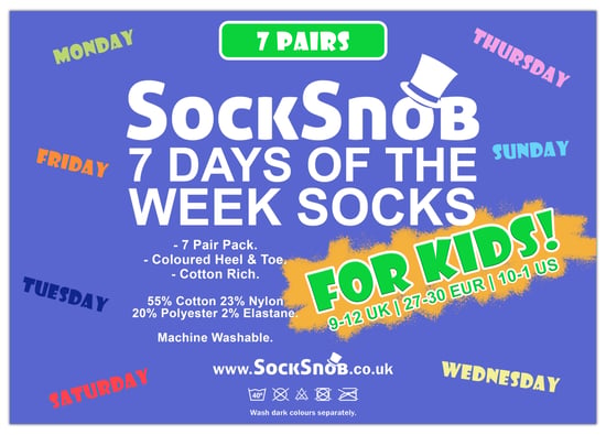 Kinder Neuheit Tage der Woche Socken | 7 Paare | Für Jungen & Mädchen - Image 2