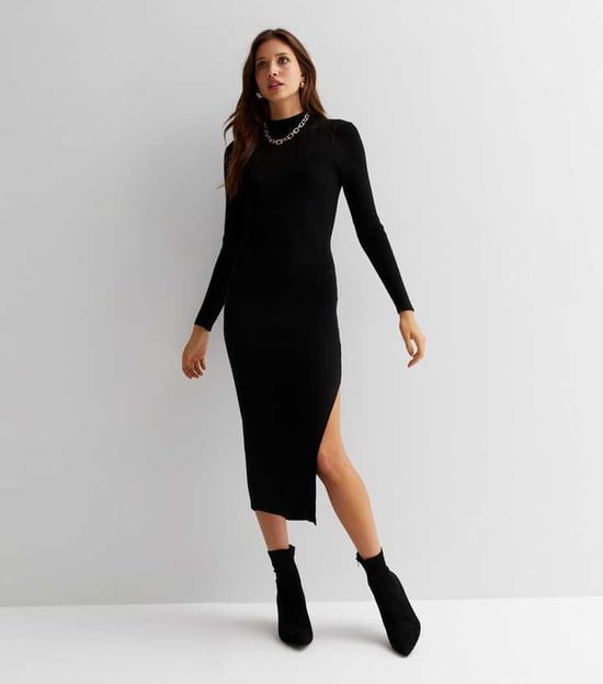 Bodycon Midikleid aus Rippenstrick mit hohem Ausschnitt - Image 3