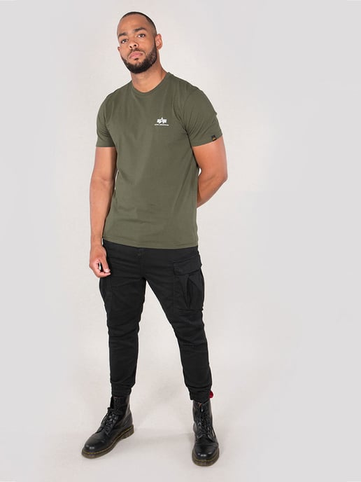 Alpha Industries Herren Basic T Kleinlogo in Oliv - Image 3