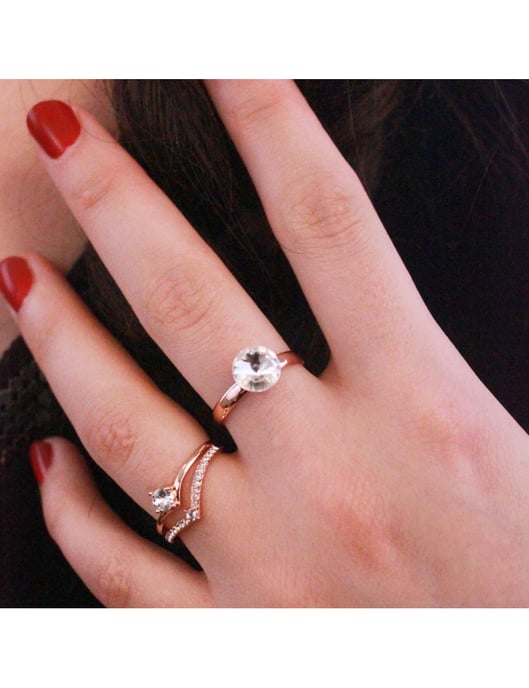 Acacia One Size Ring - Rose Gold und Kristall - Image 2