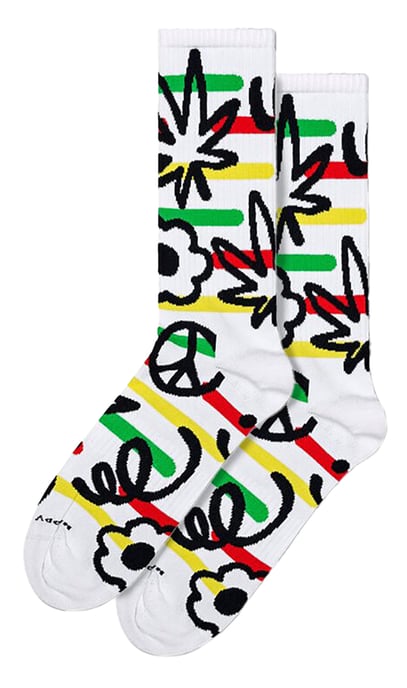 Neuheiten Doodle Socken | Happy Socks | Lässige Spaß Golden Doodle Socken - Weiß - Image 1