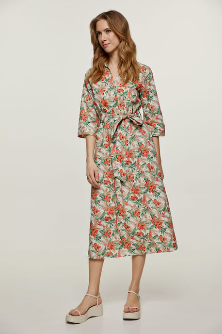 Bedrucktes Midikleid aus Popeline - Image 5